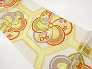 亀甲に花々模様織出し袋帯